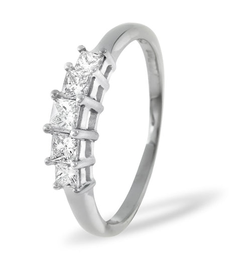Lucy 18K White Gold 5 Stone Princess Diamond Eternity Ring 0.50CT H/SI